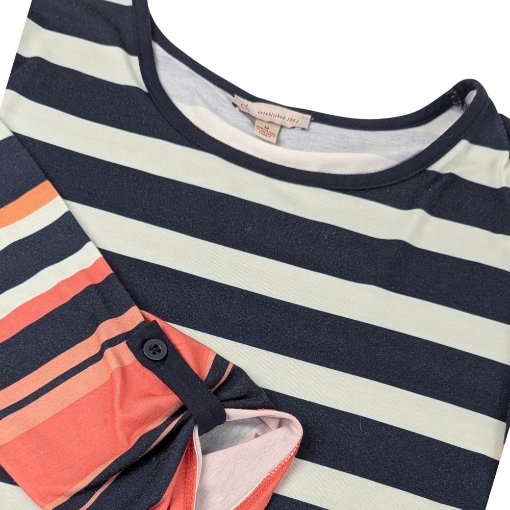 CJ Banks Womens Blue Coral Coastal Casual Preppy Classic Scoop Neck Top Size M